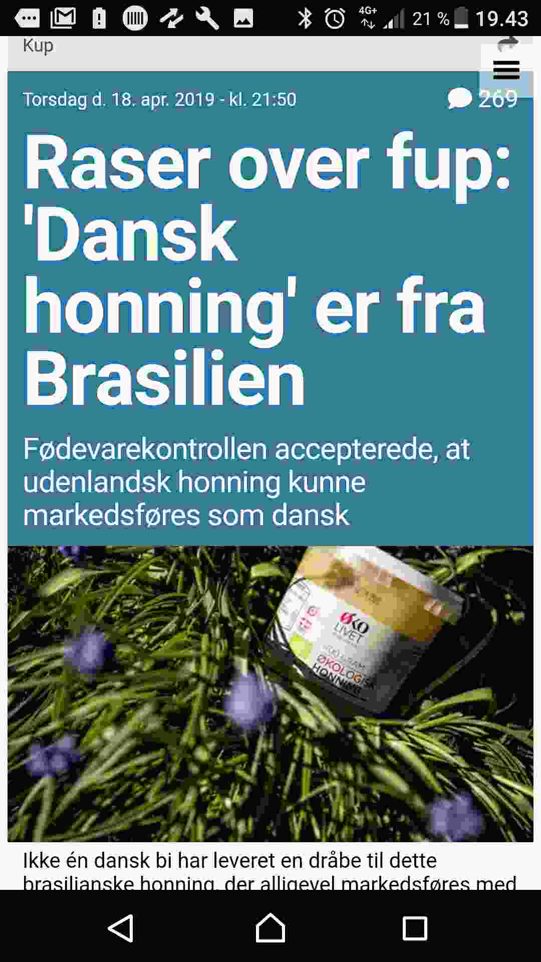 Udenlandsk honning mærket som DANSK